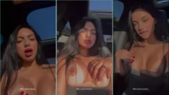 Brenda Trindade enseñándole las tetas al chico del coche