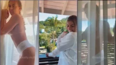 Maikelly Muhl empezando el día con sensuales braguitas de encaje y bailando en el balcón