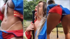 Maikelly Muhl luciendo su swing con un disfraz de Harley Quinn, rezuma encanto y un toque de picardía