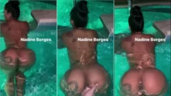 Nadine Borges famosa de onlyfans es captada revolcándose en la piscina con su pareja en el trasero
