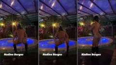 Nadine Borges mostrando su swing con un plug en el culo y el culo lleno