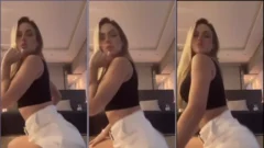 Nanda Cassuriaga balanceándose al son del funk y haciendo una expresión sexy