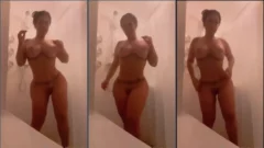Priscila Kimura desnuda luciendo su cuerpo desnudo mientras se ducha