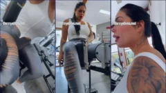 Anny Alves animando durante el entrenamiento en el gimnasio