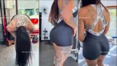 Anny Alves haciendo ejercicio con la ropa pegada al coño