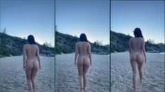Mikaela Testa pillada desnuda y sensual disfrutando de la playa al aire libre