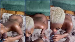 Poliana Ferreira dándole una gran mamada a la gran polla de su negro gordito