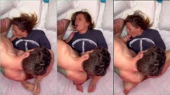 Chupando polla con los dedos del chico en su coño