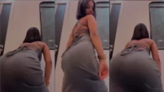 Eduarda Lima mostrando todo su swing con un sensual baile luciendo un ajustado y atractivo vestido