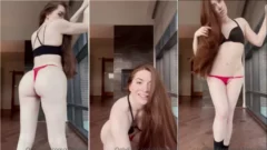 IamPaigeJ, la chica de piel clara y gran culo, baila sensualmente luciendo su cuerpo con unas bragas metidas en el trasero