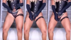 La cachonda Débora Brasil se divierte frotando chocolate en su coño debajo de las bragas