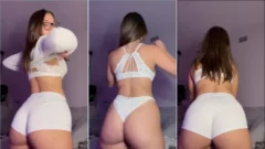 Sophie baila moviendo las caderas con unos ajustados calzones blancos