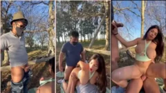 Una mujer con curvas se encuentra con dos hombres para cumplir su fantasía de tener un trío