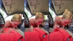 Video casero muestra a una colegiala rubia dando una mamada en el auto de la universidad