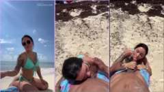 Karol Rosado practica sexo oral con su pareja en la playa