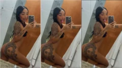 Tainá Ludovica se muestra sin ropa mientras entra su trasero tatuado en el baño