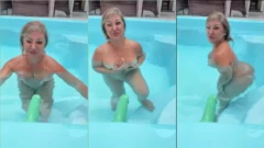 Tantric Queen divirtiéndose en la piscina sin ropa y probando juguetes para adultos