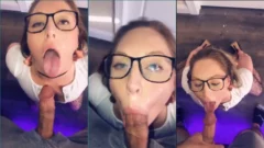 La joven ansiosa recibe eyaculaciones faciales y bucales y sigue practicando sexo oral