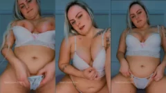 La sensual rubia Gabyzinha provocando con las bragas bien escondidas