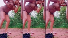 Mirelle Cardoso haciendo una mamada al aire libre