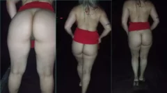 Chica rubia de Rio Grande do Sul en la montaña haciendo otro video con falda en la calle