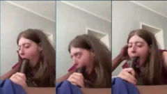 Estudiante flaca le hace una buena follada oral a un profesor de piel oscura