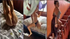 La joven fue atrapada desnudándose en la cámara web en la cama