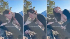 Succión casera de una joven aficionada disfrutando en una calle