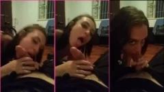 Tío graba vídeo casero de su traviesa sobrina haciéndole una mamada a una polla muy dura