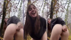 Vídeo casero de jovencita divirtiéndose con doble penetración con consoladores al aire libre
