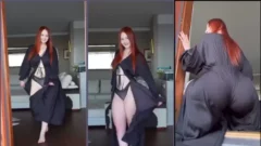 Vladislava Shelygina luciendo un vestido negro muy sensual