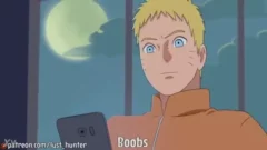 Hinata dando a un Naruto entrenado de una manera muy audaz con su padre, en un anime que es pura travesura