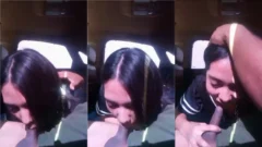 Big y travieso mamando el rollo negro dentro del auto