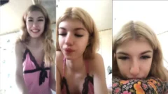 Rubia caliente en vivo mostrando sus pechos naturales a sus seguidores