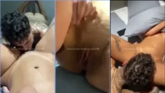 Chica tímida disfrutando del sexo oral con su amiga mientras su novio está ahí grabándolo todo