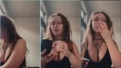 Gótica de grandes pechos luciendo un ratito mientras lo hace todo en Insta