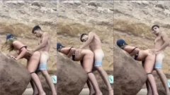Un video caliente de una rubia se entretuvo al aire libre en Internet