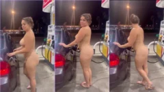 Viralizó en Internet un video de CNN que muestra a un MILF travieso que suministra el automóvil en la publicación, todos Peladinha