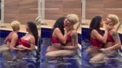 Melissa Montagnole y la influencer Torinha calentando en la piscina
