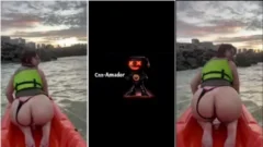 ¡Esta deliciosa chica desnuda a cuatro patas en la playa