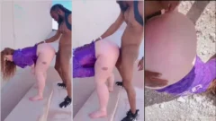 Sexo anal aficionado flagrante en la calle con un gordito en el palo negro